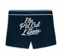La French Touch Boxer Homme Humour Élu p'tit Cul de l'année - Imprimé en France - Caleçon Homme Drole et Rigolo - Cadeau Humour Anniversaire Original (Marine, M)
