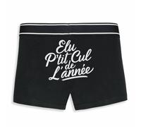La French Touch Boxer Homme Humour Élu p'tit Cul de l'année - Imprimé en France - Caleçon Homme Drole et Rigolo - Cadeau Humour Anniversaire Original (Noir, M)