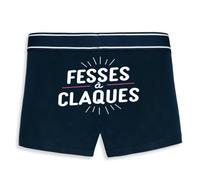 La French Touch Boxer Homme Humour Fesses à claques - Imprimé en France - Caleçon Homme Drole et Rigolo - Cadeau Humour Anniversaire Original (Marine, 2XL)