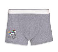 La French Touch Boxer Homme Humour Je m'en Bats Les Couilles - Imprimé en France - Caleçon Homme Drole et Rigolo - Cadeau Humour Anniversaire Original (Gris, XL)