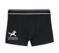 La French Touch Boxer Homme Humour Je m'en Bats Les Couilles - Imprimé en France - Caleçon Homme Drole et Rigolo - Cadeau Humour Anniversaire Original (Noir, L)