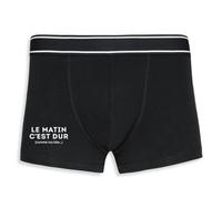 La French Touch Boxer Homme Humour Le Matin C'est Dur, comme ma Bite - Imprimé en France - Caleçon Homme Drole et Rigolo - Cadeau Humour Anniversaire Original (Noir, S)