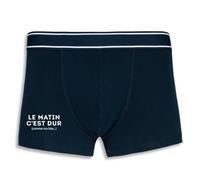 La French Touch Boxer Homme Humour Le Matin C'est Dur, comme ma Bite - Imprimé en France - Caleçon Homme Drole et Rigolo - Cadeau Humour Anniversaire Original (Marine, 2XL)