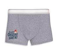 La French Touch Boxer Homme Humour Le Petit Oiseau va Sortir - Imprimé en France - Caleçon Homme Drole et Rigolo - Cadeau Humour Anniversaire Original (Gris, M)