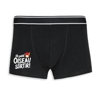 La French Touch Boxer Homme Humour Le Petit Oiseau va Sortir - Imprimé en France - Caleçon Homme Drole et Rigolo - Cadeau Humour Anniversaire Original (Noir, M)