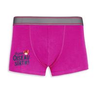 La French Touch Boxer Homme Humour Le Petit Oiseau va Sortir - Imprimé en France - Caleçon Homme Drole et Rigolo - Cadeau Humour Anniversaire Original (Rose, M)