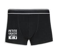 La French Touch Boxer Homme Humour Petite calvitie, Gros Kiki - Imprimé en France - Caleçon Homme Drole et Rigolo - Cadeau Humour Anniversaire Original (Noir, L)