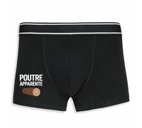 La French Touch Boxer Homme Humour Poutre apparente - Imprimé en France - Caleçon Homme Drole et Rigolo - Cadeau Humour Anniversaire Original (Noir, S)
