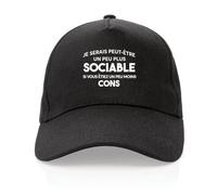 La French Touch Casquette Etre Sociable - Imprimé en France - Cadeau Humour Punchlines Original Rigolo (Noir)