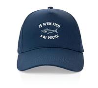 La French Touch Casquette Je m'en Fish J'Ai PÊChe - Imprimé en France - Cadeau pêche Original Rigolo (Bleu Marine)