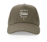 La French Touch Casquette J'enfile Plus de bières Que de buts - Imprimé en France - Cadeau Apéro Football Original Rigolo (Kaki)