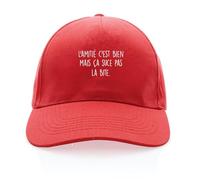 La French Touch Casquette L'amitié C'est Bien - Imprimé en France - Cadeau Humour Punchlines Original Rigolo (Rouge)