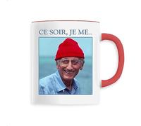 La French Touch Mug Ce soir, je me Coustau - Imprimé en France - Tasse originale en céramique - Cadeau Humour original rigolo (Rouge)