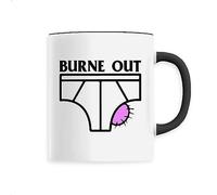 La French Touch Mug en Céramique Burne Out - Imprimé en France - Tasse originale en céramique - Cadeau Anniversaire EVG Humour original rigolo (Noir)