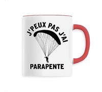 La French Touch Mug J'peux pas j'ai parapente - Imprimé en France - Tasse originale en céramique - Cadeau Aviation je peux pas j'ai original rigolo (Rouge)