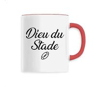 La French Touch Mug rugby Dieu du stade - Imprimé en France - Tasse originale en céramique - Cadeau Rugby original rigolo (Rouge)