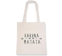 La French Touch Sac tote bag Hakuna Matata - Imprimé en France - Sac en toile coton 100% bio - Cadeau Film et Série original rigolo