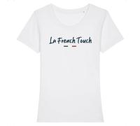La French Touch T-Shirt 2 - pour Femme - Imprimé en France - Coton 100% Bio - Cadeau Anniversaire French Touch Original Rigolo (Blanc, M)