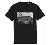 La French Touch T Shirt Chirac pour Homme - Imprimé en France - Coton 100% Bio - Cadeau Anniversaire Chirac French Touch Original Rigolo (Noir, L)