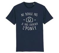 La French Touch T Shirt Claudy Focan Je Vais Chercher Le Poney - pour Homme - Imprimé en France - Coton 100% Bio - Cadeau Anniversaire Dikkenek Film et Série Original Rigolo (Marine, L)