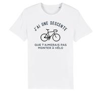 La French Touch T Shirt J'Ai Une Descente Que t'aimerais Pas Monter a vélo - pour Homme - Imprimé en France - Coton 100% Bio - Cadeau Anniversaire Apéro EVG Original Rigolo (Blanc, L)