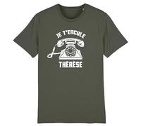 La French Touch T-Shirt Je t'encule Thérèse - pour Homme - Imprimé en France - Coton 100% Bio - Cadeau Anniversaire Film et Série Humour Original Rigolo (Kaki, M)