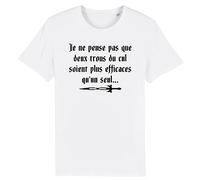La French Touch T Shirt Kaamelott - Leodagan Deux Trous du Cul - pour Homme - Imprimé en France - Coton 100% Bio - Cadeau Kaamelott Original Rigolo (Blanc, XXXL)