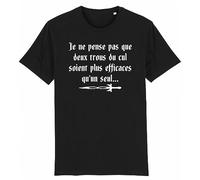 La French Touch T Shirt Kaamelott - Leodagan Deux Trous du Cul - pour Homme - Imprimé en France - Coton 100% Bio - Cadeau Kaamelott Original Rigolo (Noir, XXXL)