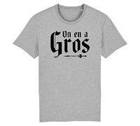 La French Touch T Shirt Kaamelott on en a Gros - pour Homme - Imprimé en France - Coton 100% Bio - Cadeau Kaamelott Original Rigolo (Gris, L)