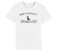 La French Touch T Shirt Les Bronzés Font du Ski Pays Merveilleux - pour Homme - Imprimé en France - Coton 100% Bio - Cadeau Anniversaire Film et Série Montagne Original Rigolo (Blanc, L)