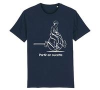 La French Touch T Shirt Partir en Sucette - pour Homme - Imprimé en France - Coton 100% Bio - Cadeau Anniversaire Humour Original Rigolo (Marine, XXL)