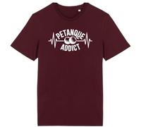 La French Touch T Shirt PÉtanque Addict - pour Homme - Imprimé en France - Coton 100% Bio - Cadeau Anniversaire Pétanque Original Rigolo (Bordeaux, 3XL)
