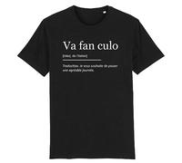 La French Touch T Shirt Va Fan Culo - pour Homme - Imprimé en France - Coton 100% Bio - Cadeau Anniversaire Humour Original Rigolo (Noir, XXL)