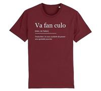 La French Touch T Shirt Va Fan Culo - pour Homme - Imprimé en France - Coton 100% Bio - Cadeau Anniversaire Humour Original Rigolo (Bordeaux, XXXL)