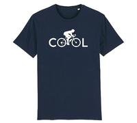 La French Touch T Shirt vélo Cool - pour Homme - Imprimé en France - Coton 100% Bio - Cadeau Anniversaire Vélo Original Rigolo (Marine, XL)
