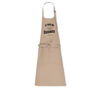 La French Touch Tablier cuisine homme Cuisinier qui déchire - 100% coton bio - Imprimé en France - Cadeau Anniversaire Cuisine original rigolo (Beige)