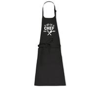 La French Touch Tablier cuisine homme Ici le chef c'est moi - 100% coton bio - Imprimé en France - Cadeau Anniversaire Cuisine original rigolo (Noir)