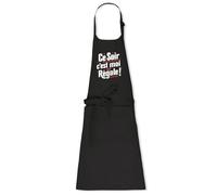 La French Touch Tablier de cuisine C'est moi qui régale - 100% coton bio - Imprimé en France - Cadeau Anniversaire Apéro Cuisine original rigolo (Noir)