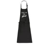 La French Touch Tablier de cuisine Excusez-moi d'etre génial - 100% coton bio - Imprimé en France - Cadeau Anniversaire original rigolo (Noir)