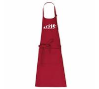La French Touch Tablier de cuisine Rock Evolution de l'homme - 100% coton bio - Imprimé en France - Cadeau Rock original rigolo (Rouge)