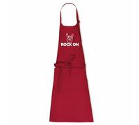 La French Touch Tablier de cuisine Rock On - 100% coton bio - Imprimé en France - Cadeau Rock original rigolo (Rouge)