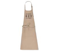 La French Touch Tablier humoristique J'ai commencé le fitness - 100% coton bio - Imprimé en France - Cadeau Anniversaire Apéro Humour original rigolo (Beige)