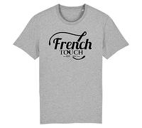 La French Touch Tee Shirt pour Homme - Imprimé en France - Coton 100% Bio - Cadeau Anniversaire French Touch Original Rigolo (Gris, L)