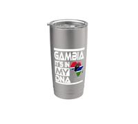 La Gambie est inscrite dans mon ADN avec le drapeau gambien, la carte de l'Afrique, le poing levé Gobelet isotherme en acier inoxydable double paroi