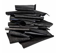 LA GARZARARA Découpes de cuir Mix, assortiment aléatoire, diffèrentes nuances, impressions, feuilles, motifs et douceurs, taille minimale est de 10 x 15 cm (Noir, 0,500 Gr)