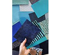 LA GARZARARA - Lot de 6 Chutes de Cuir en Tons Bleu - Taille 15x10 cm - Sélection Aléatoire pour Artisanat, Couture et Créations Fait-Main - Imprimés et Finitions Variées - ASL53