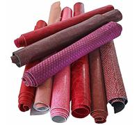 LA GARZARARA Restes de cuir mixte, imprimés, motifs et douceur diverse, gamme de différentes couleurs, assortiment aléatoire - min 20X25 - maxi 40X40 cm. (rouge et rose, 2 Kg.)