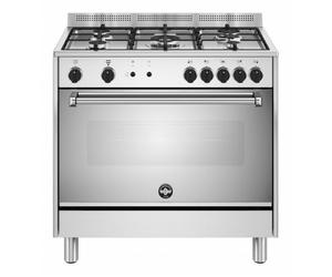 La Germania AMN965GXV - Cuisinière à gaz n° 5 brûleurs, four à gaz, 90 x 60 cm, couvercle non inclus