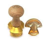 LA GONDOLA Tampon ravioli en forme de champignon en laiton avec manche en bois naturel
