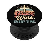 La grâce gagne chaque fois que Christian Cross est né de nouveau en Jésus PopSockets PopGrip Adhésif